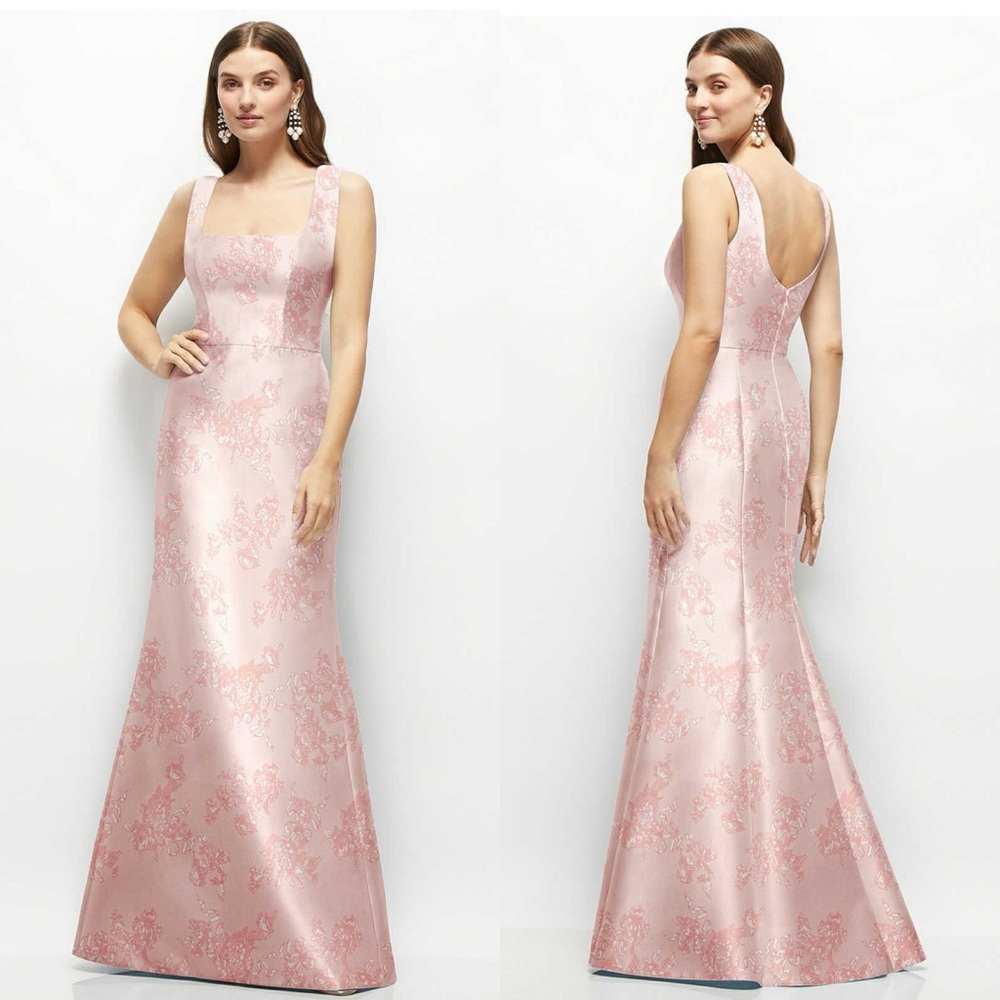 ALFRED SUNG Blush Pink Jacquard Maxi Dress